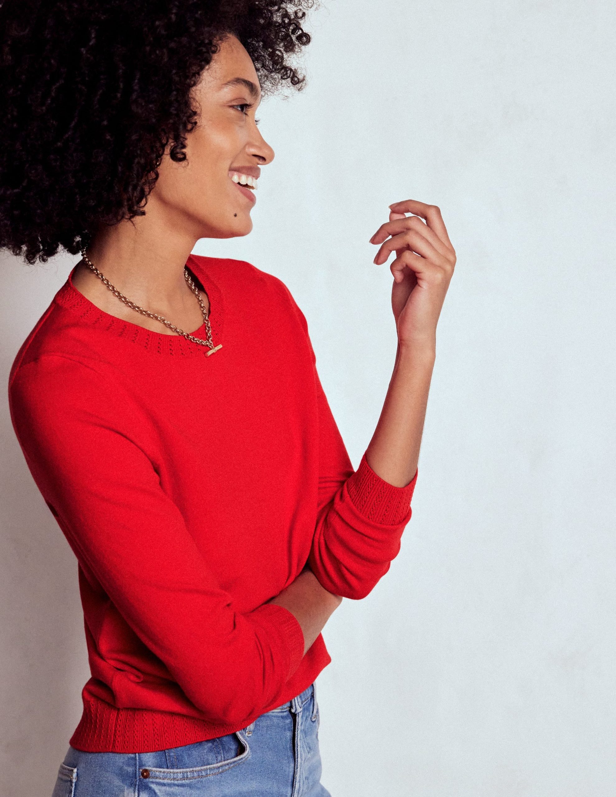 Emilia Cotton Crew Sweater-Poppy Red - Image 4