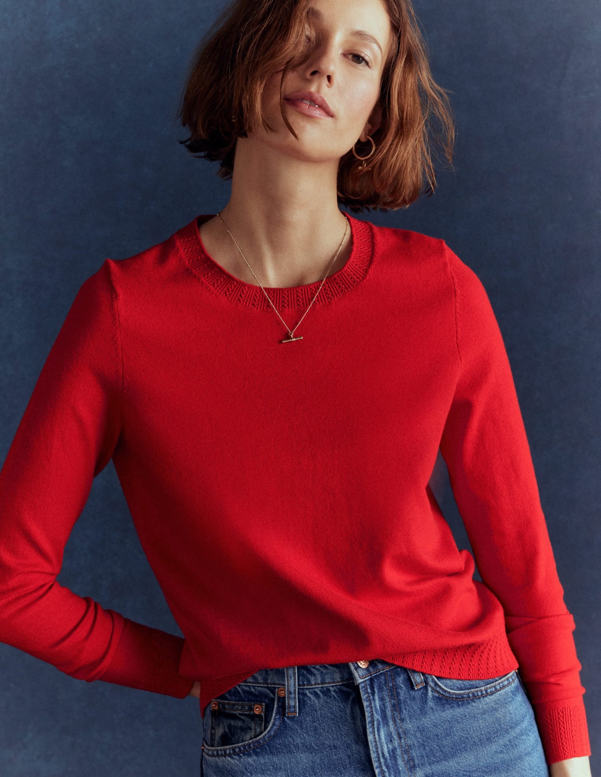 Emilia Cotton Crew Sweater-Poppy Red - Image 6