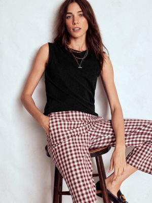 Emilia Cotton Crew Neck Tank-Black