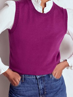 Emilia Cotton Crew Neck Vest-Regal Purple