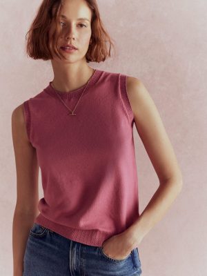 Emilia Cotton Crew Neck Tank-Pink Heather