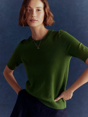 Emilia Cotton Crew T-shirt-Promenade Green