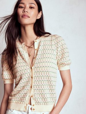 Dot Pointelle Cardigan-Pretty Floral Fair Isle