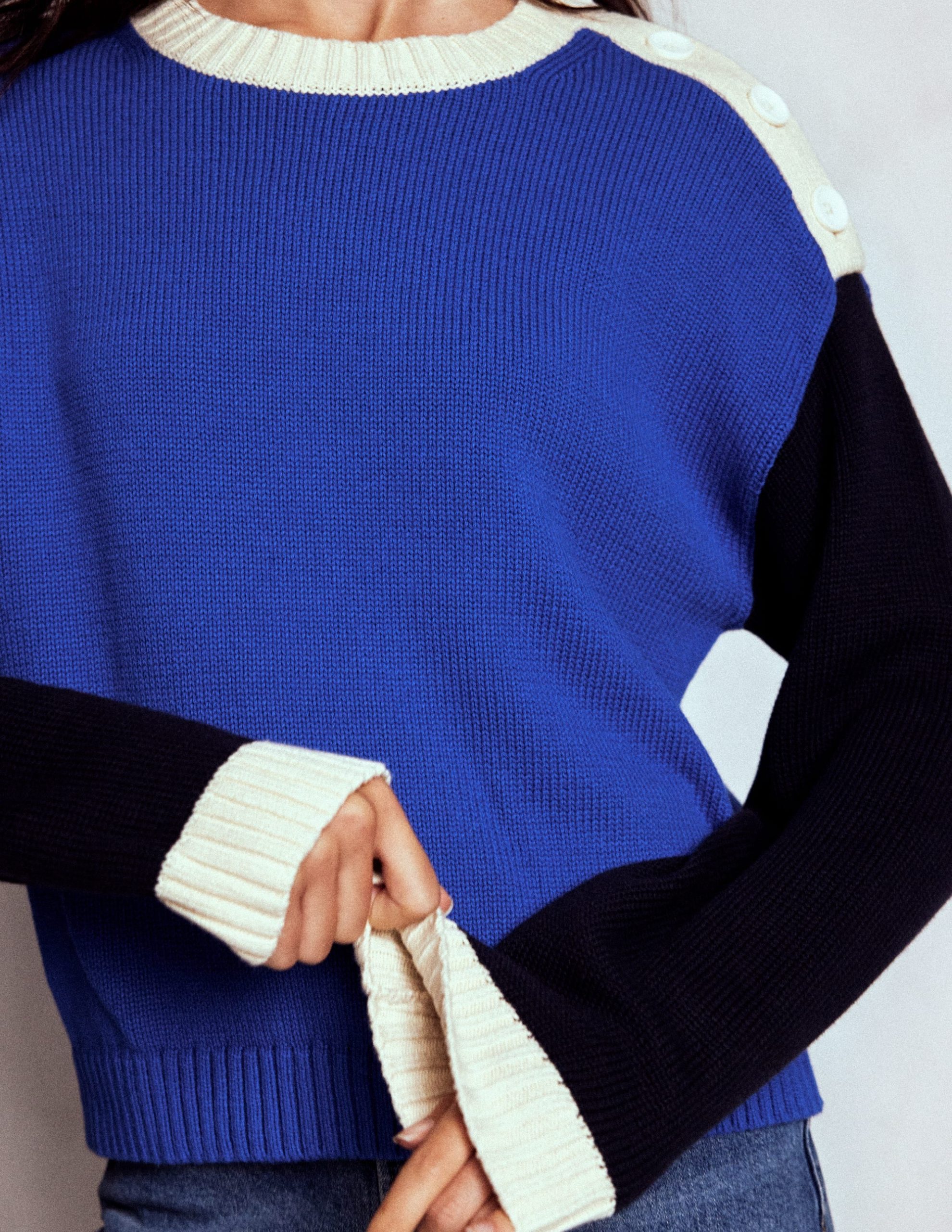 Jemma Chunky Cotton Jumper-Bright Blue - Image 3
