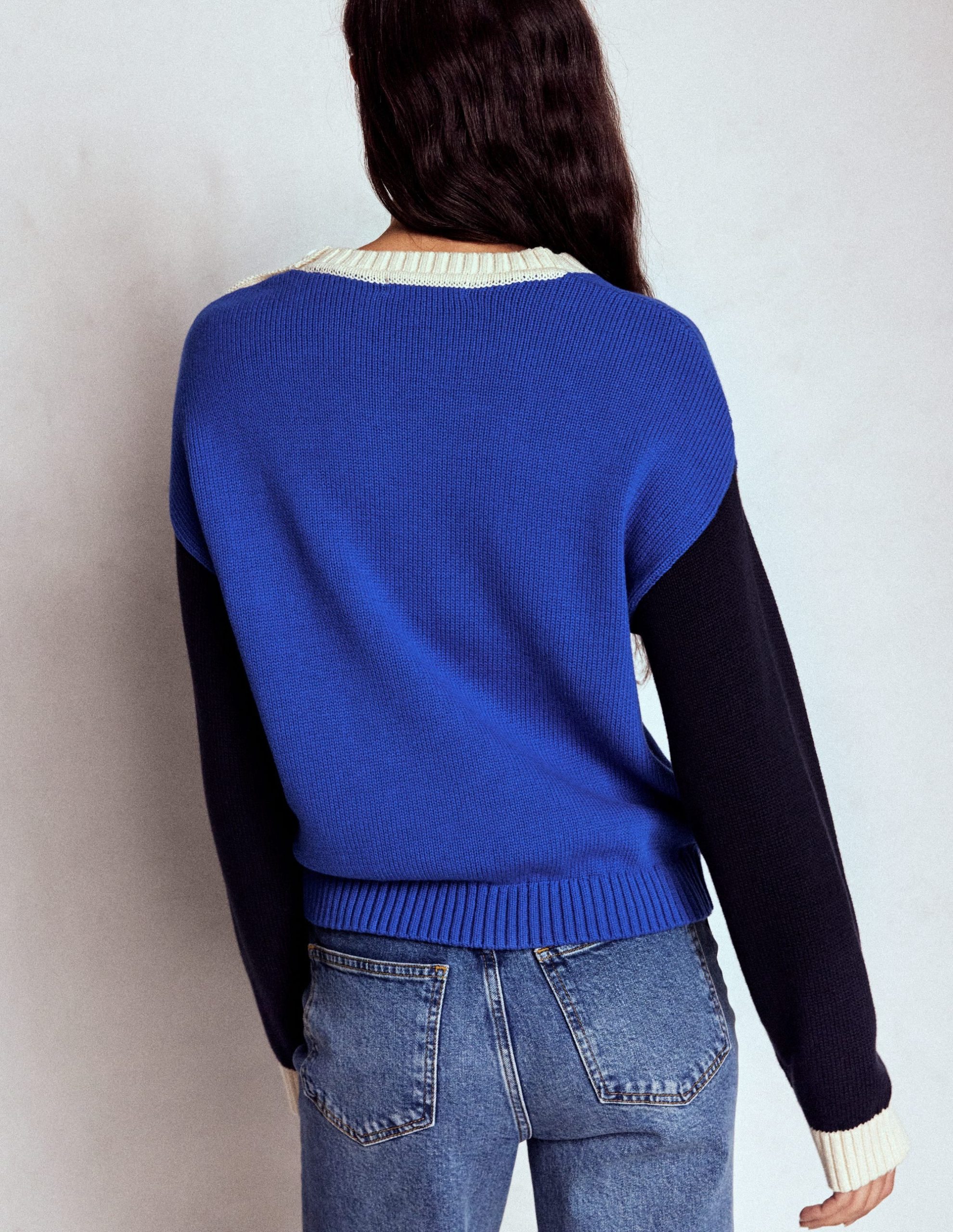 Jemma Chunky Cotton Jumper-Bright Blue - Image 4