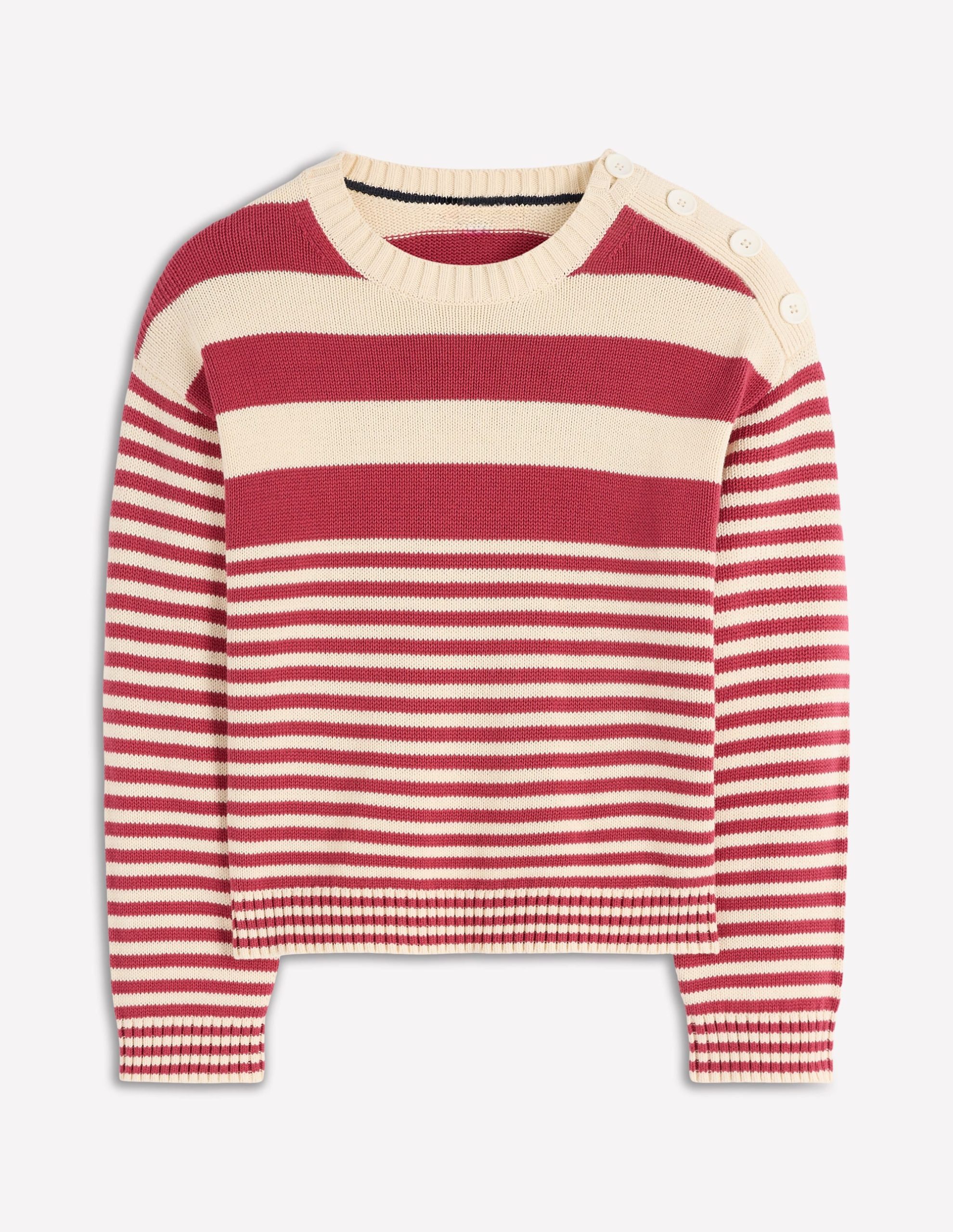 Jemma Chunky Cotton Jumper-Warm Ivory/ Terracotta - Image 6