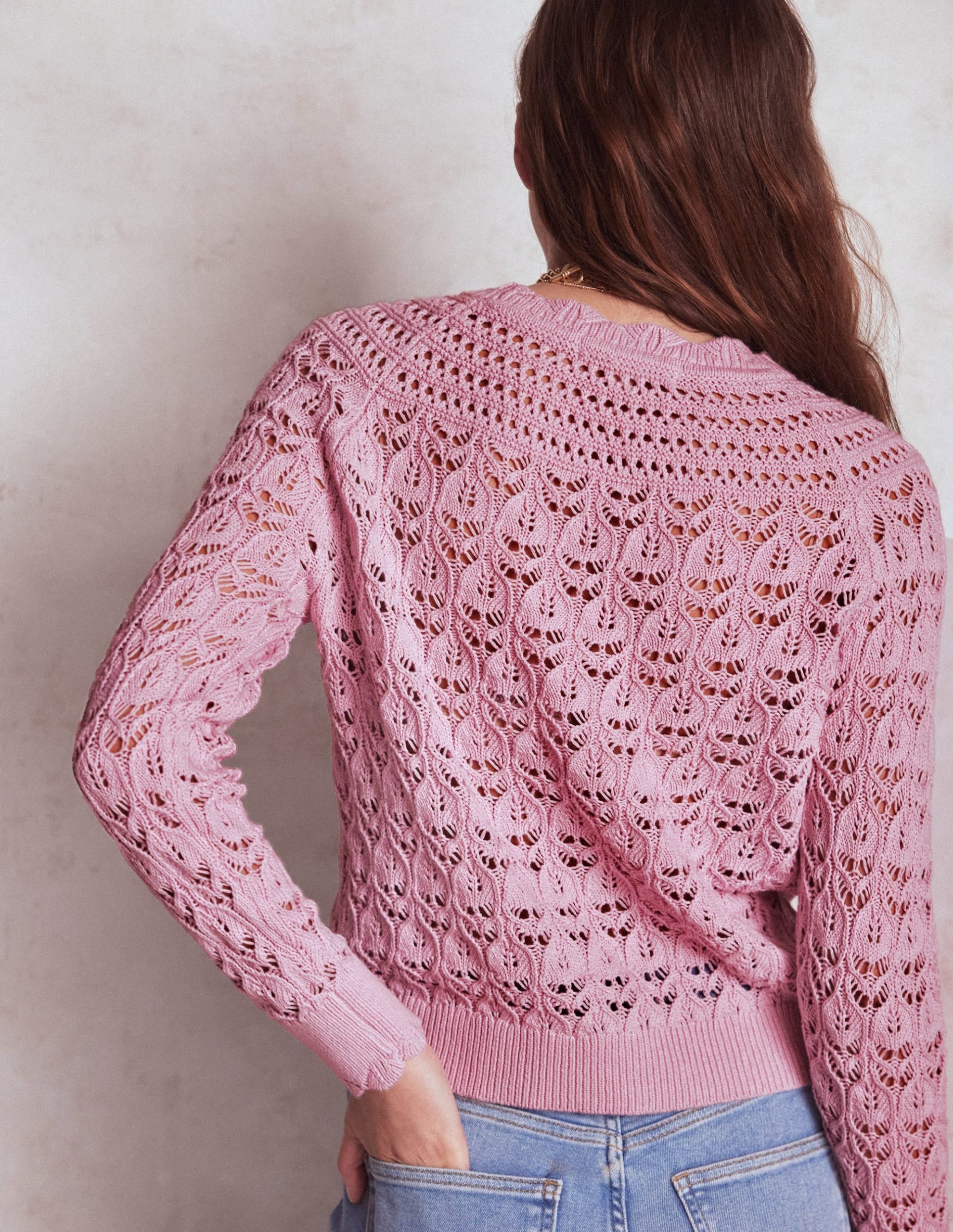 Crochet Mix Stitch Jumper-Formica Pink - Image 3