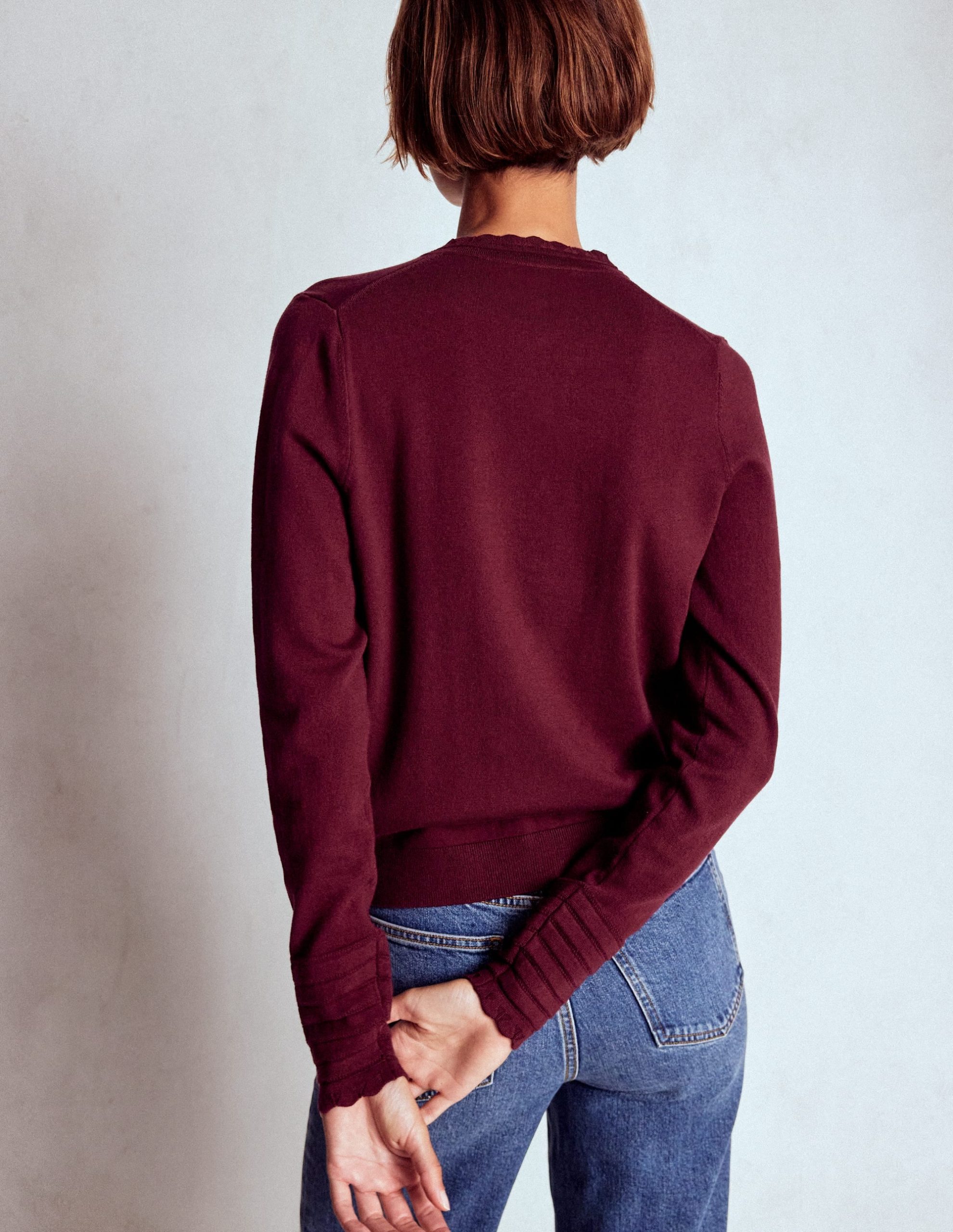 Angela Cotton Scallop Cardigan-Deep Wisteria - Image 4