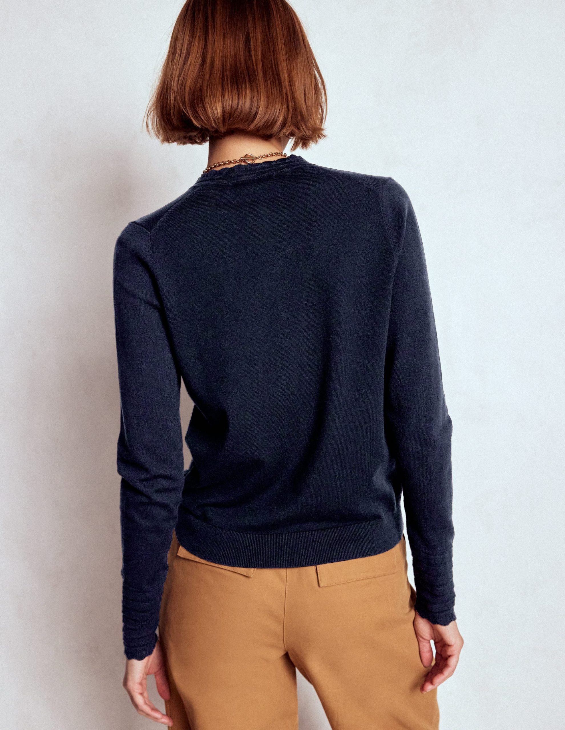 Angela Cotton Scallop Cardigan-Navy - Image 3