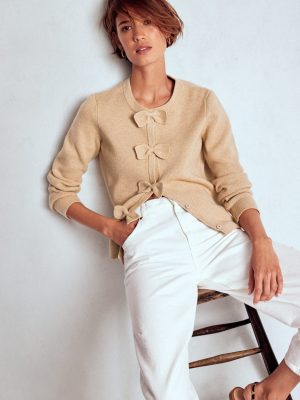 Knitted Bow Cardigan-Chinchilla Melange