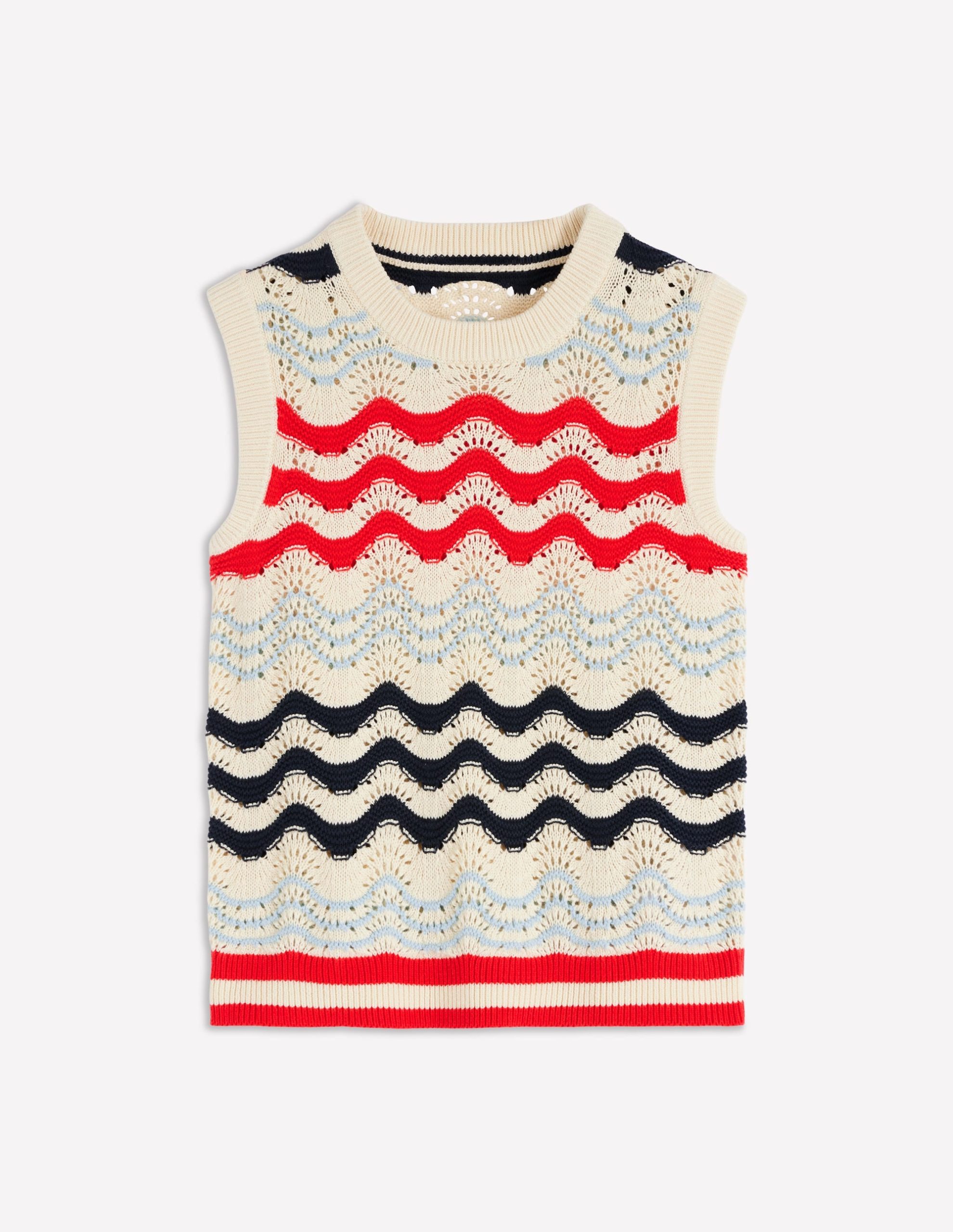 Cotton Wave Tank-Navy/ Red Textured Wave - Image 6
