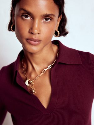 Rib Henley Top-Deep Wisteria