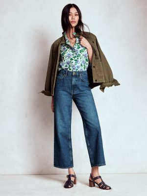 High Rise Straight Crop Jeans-Mid VWash