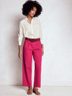 Bloomsbury Cotton Trousers-Bright Cherry