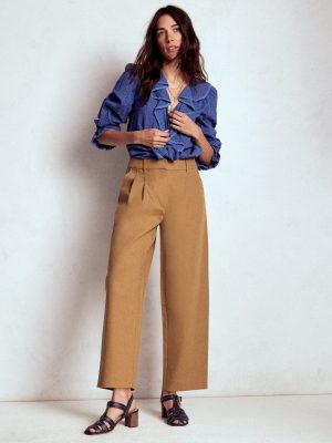 Bloomsbury Cotton Trousers-Camel