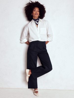 Bloomsbury Cotton Pants-NAVY