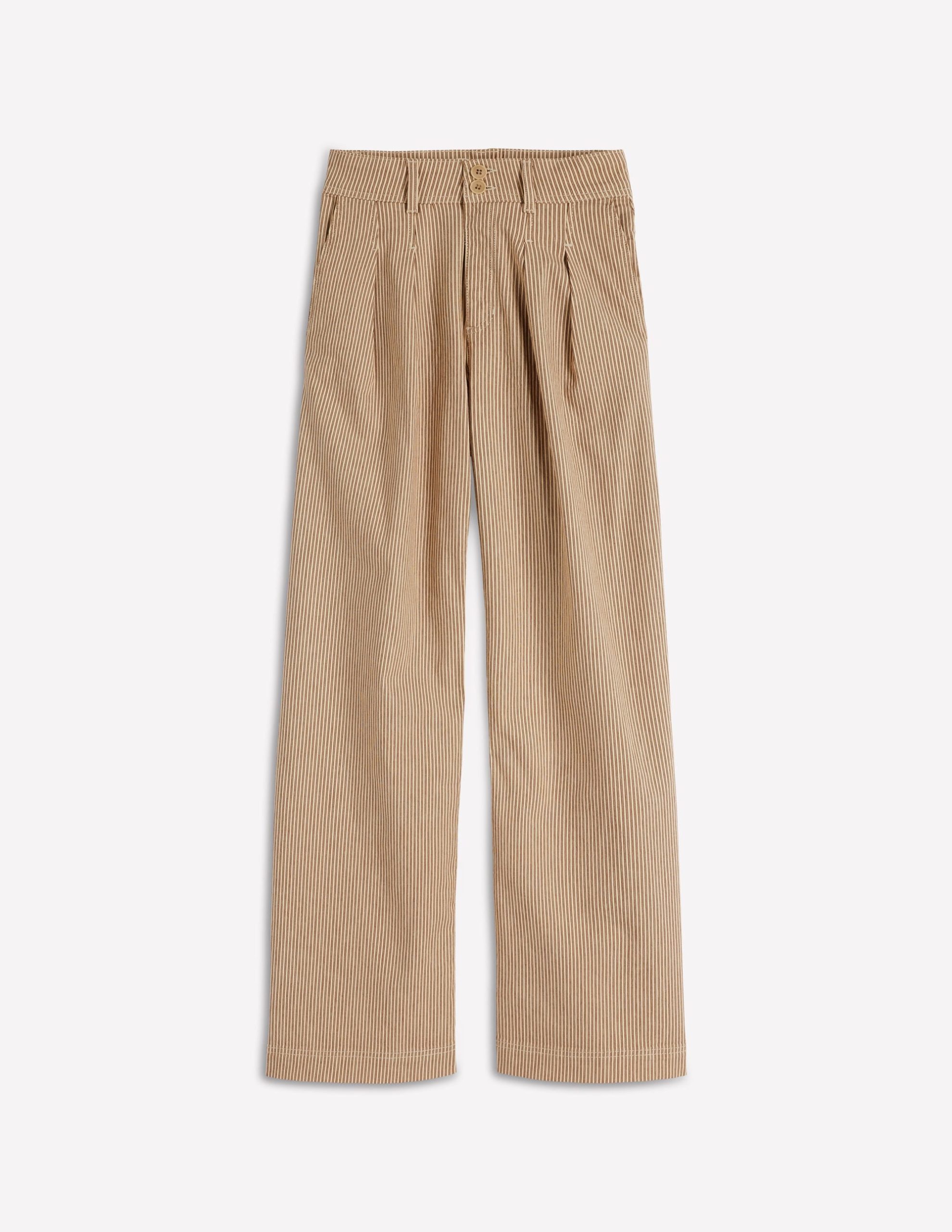 Brompton Wide Leg Trousers-Tan and Ecru Stripe - Image 6