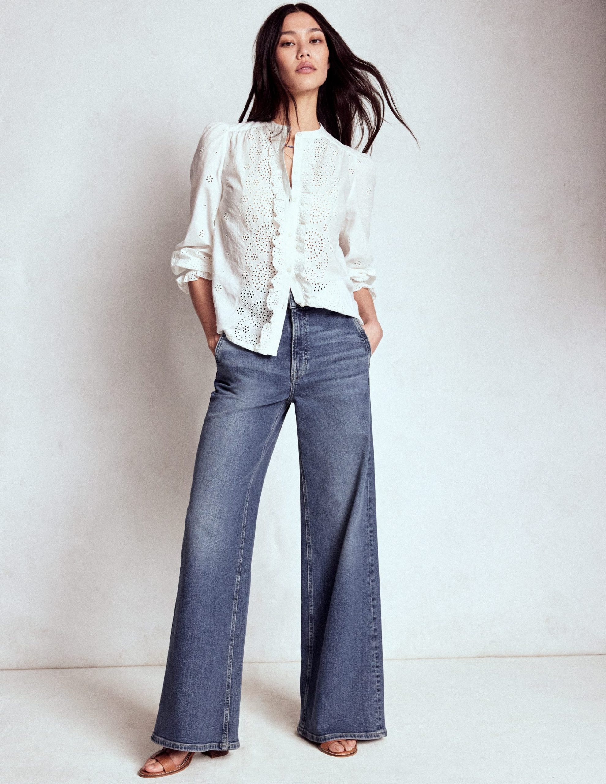 High Rise Clean Wide Jeans-Mid Vintage