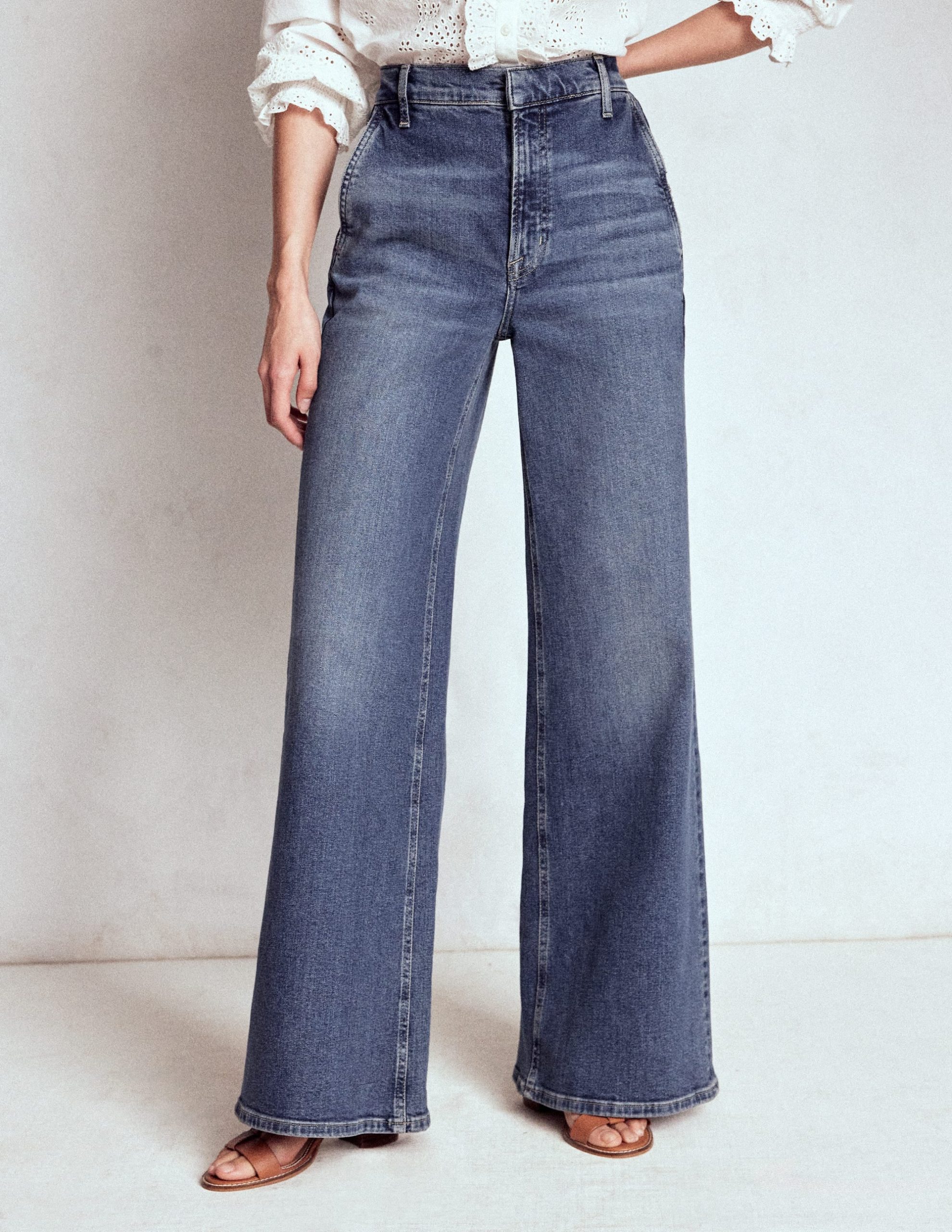 High Rise Clean Wide Jeans-Mid Vintage - Image 4