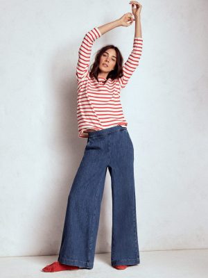 Pull-on Denim Trousers-MID WASH