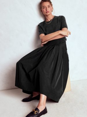 Valentina Taffeta Midi Skirt-Black