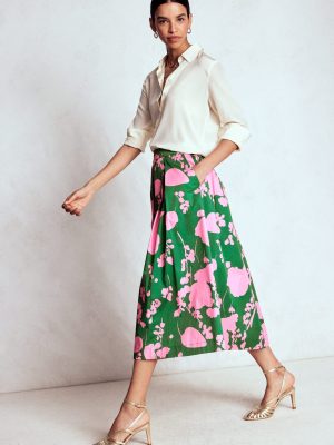 Verity Cotton Midi Skirt-Amazon. Dainty Sprigs