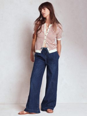 Drawcord Denim Pants-MID WASH