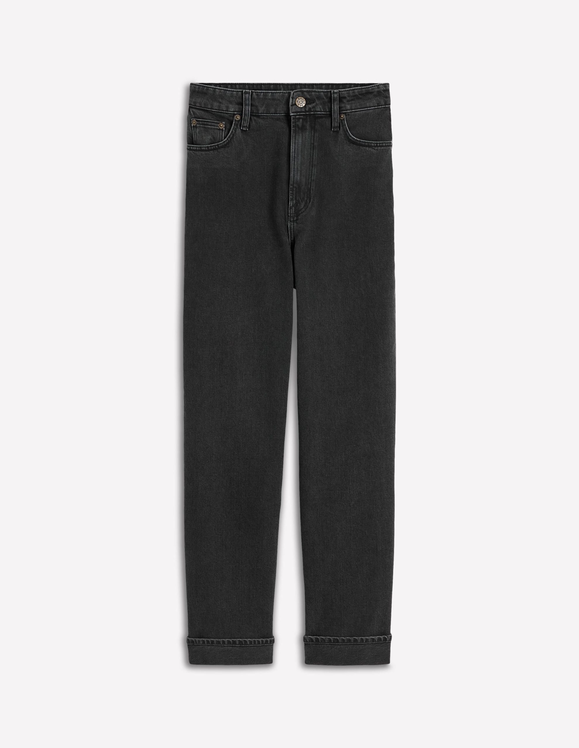 Mid Rise Straight Leg Jeans-Washed Black - Image 6