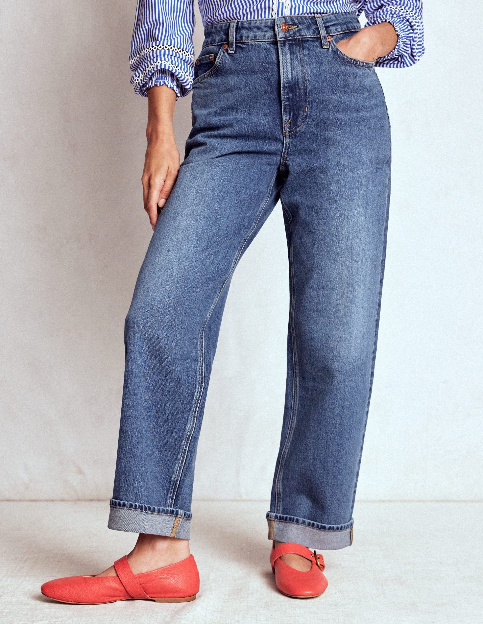 Mid Rise Straight Leg Jeans-Mid Vintage - Image 5