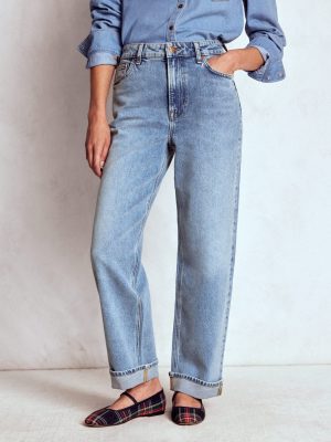 Mid Rise Straight Leg Jeans-Light Vintage