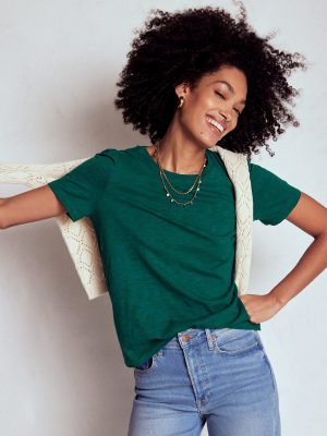 Cotton Puff Sleeve T-Shirt-Drake Green