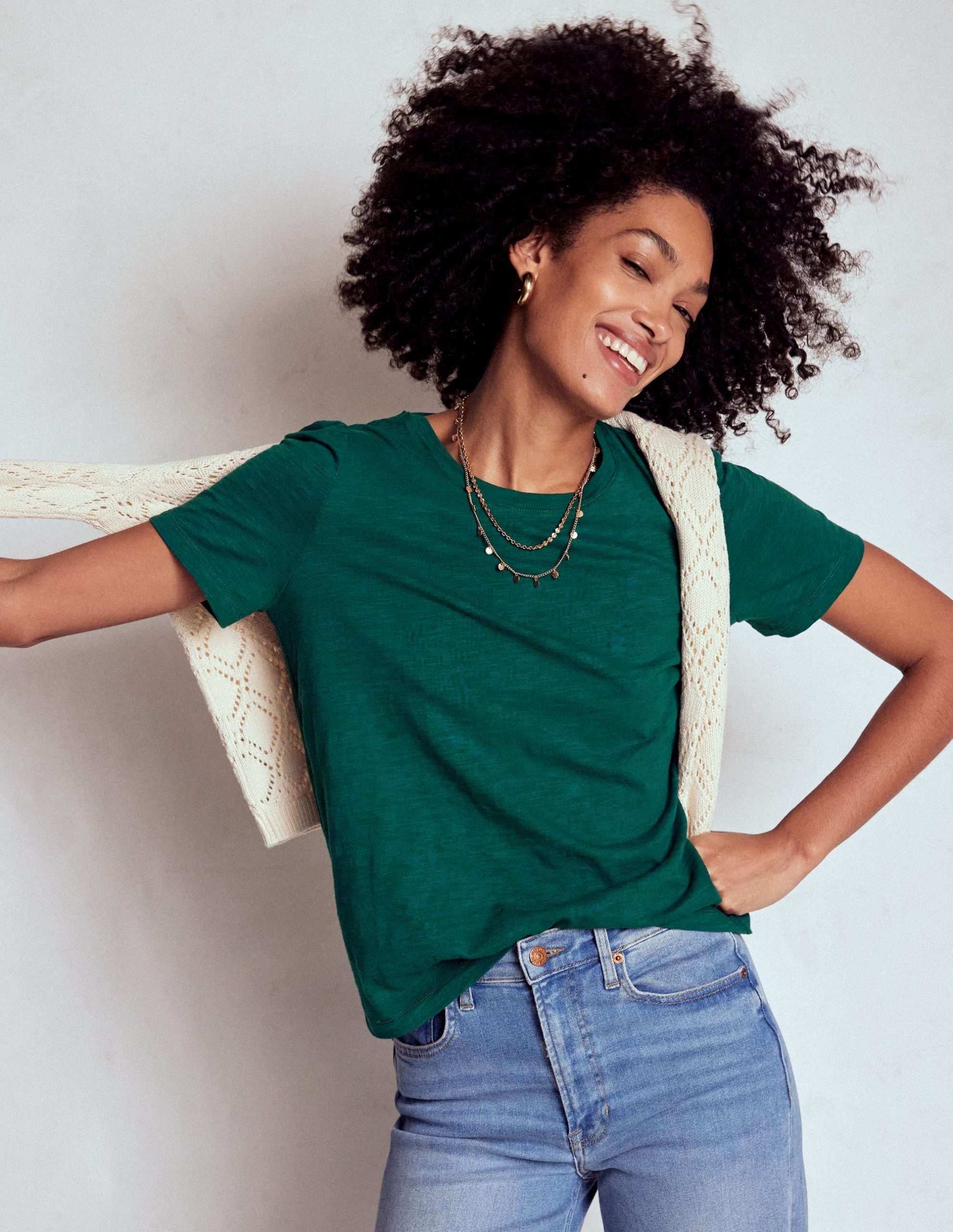 Cotton Puff Sleeve T-Shirt-Drake Green