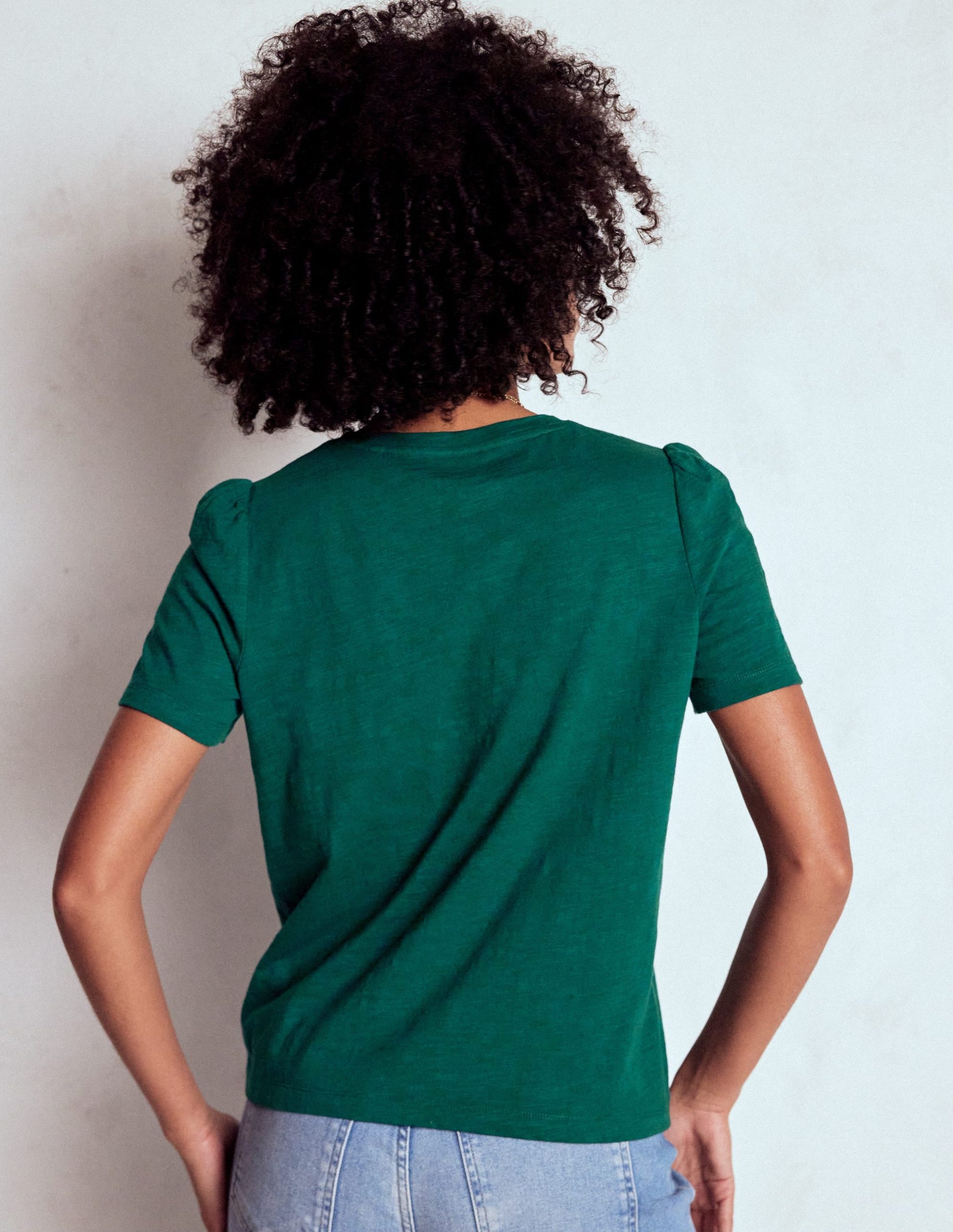 Cotton Puff Sleeve T-Shirt-Drake Green - Image 3