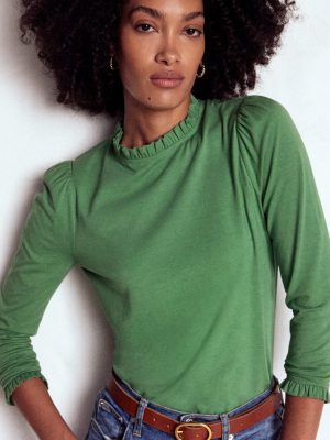 Supersoft Frill Detail Top-Newt Green