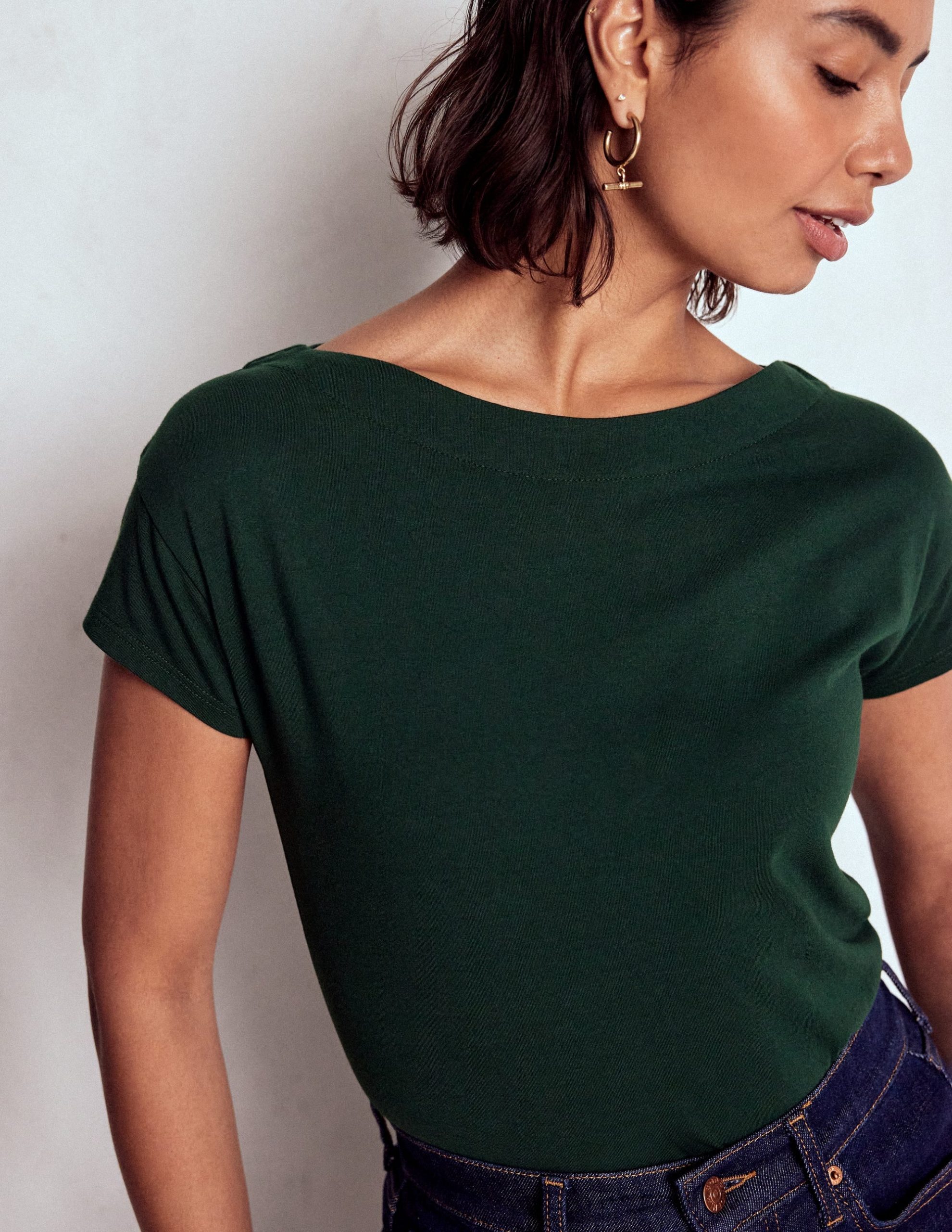 Supersoft Boat Neck T-Shirt-Green Pine