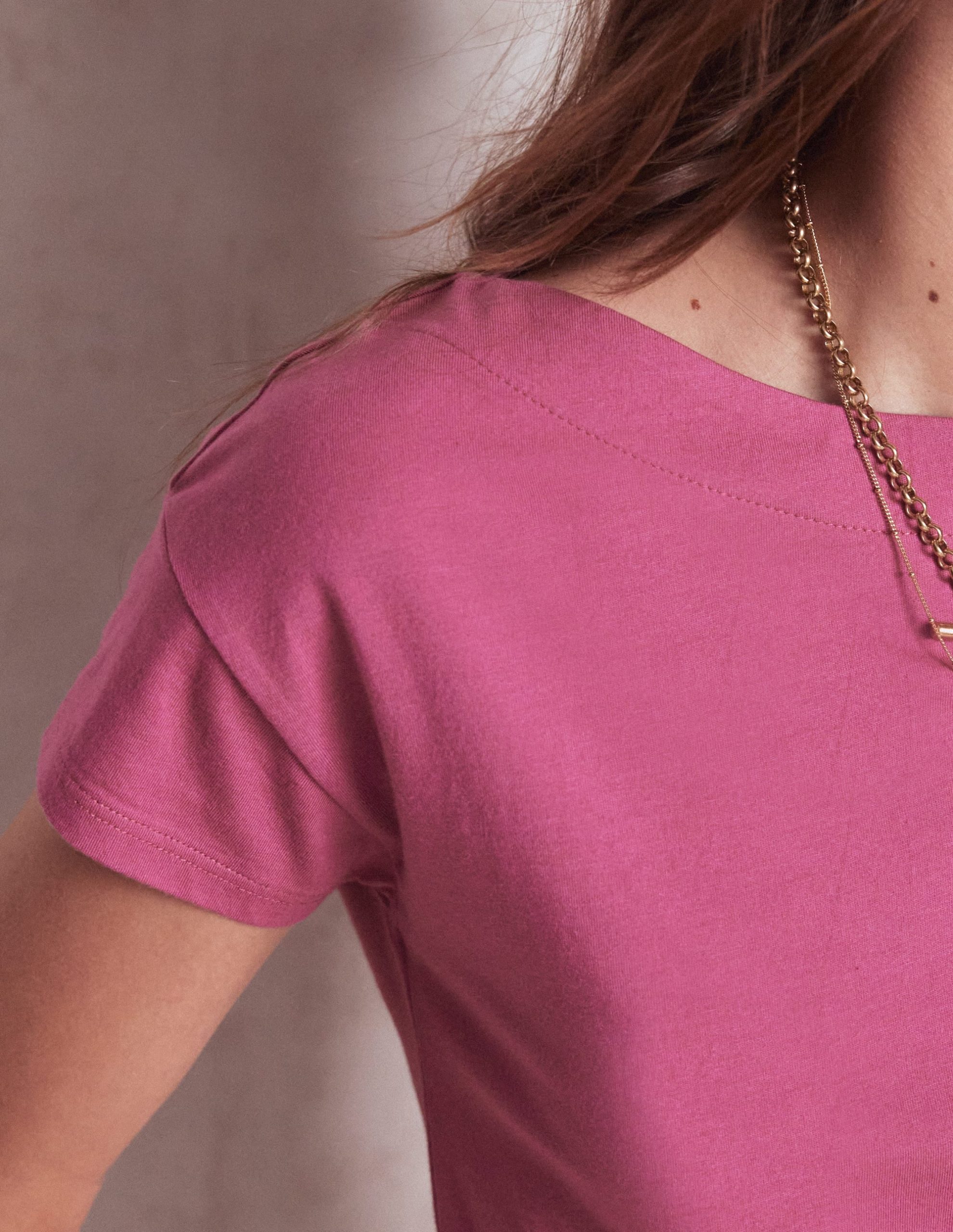 Supersoft Boat Neck T-Shirt-Purple Damson - Image 2