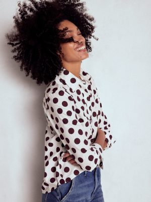 Sienna Cotton Shirt-Deep Wisteria. Spots