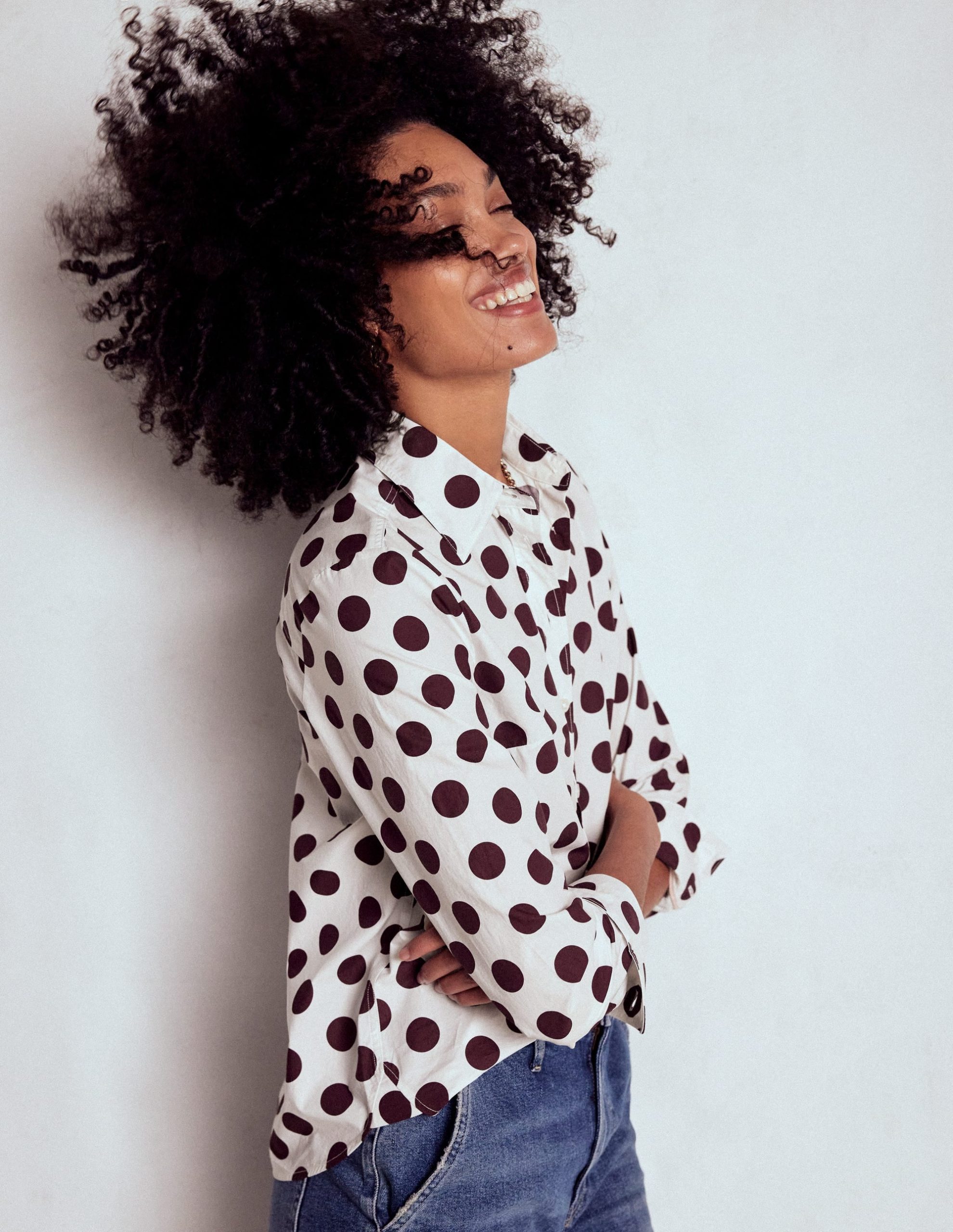 Sienna Cotton Shirt-Deep Wisteria. Spots