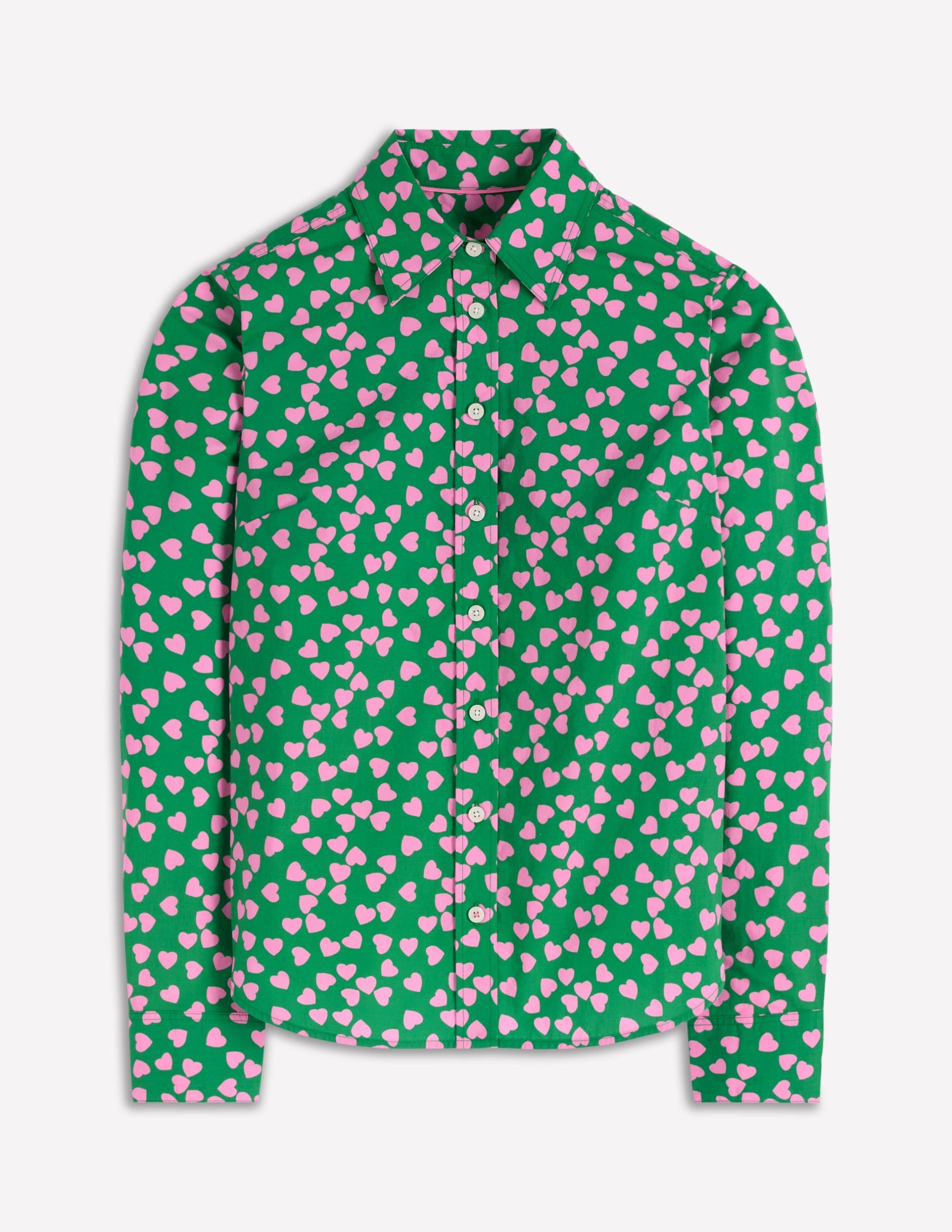 Sienna Cotton Shirt-Highland Green. Heart Cascade - Image 5