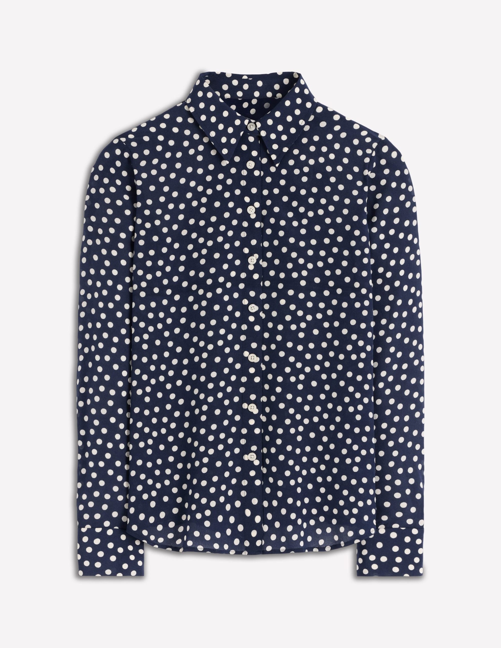 Sienna Silk Shirt-French Navy. Painted Dot - Image 6