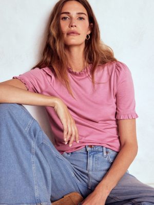 Supersoft Frill Detail T-shirt-Formica Pink