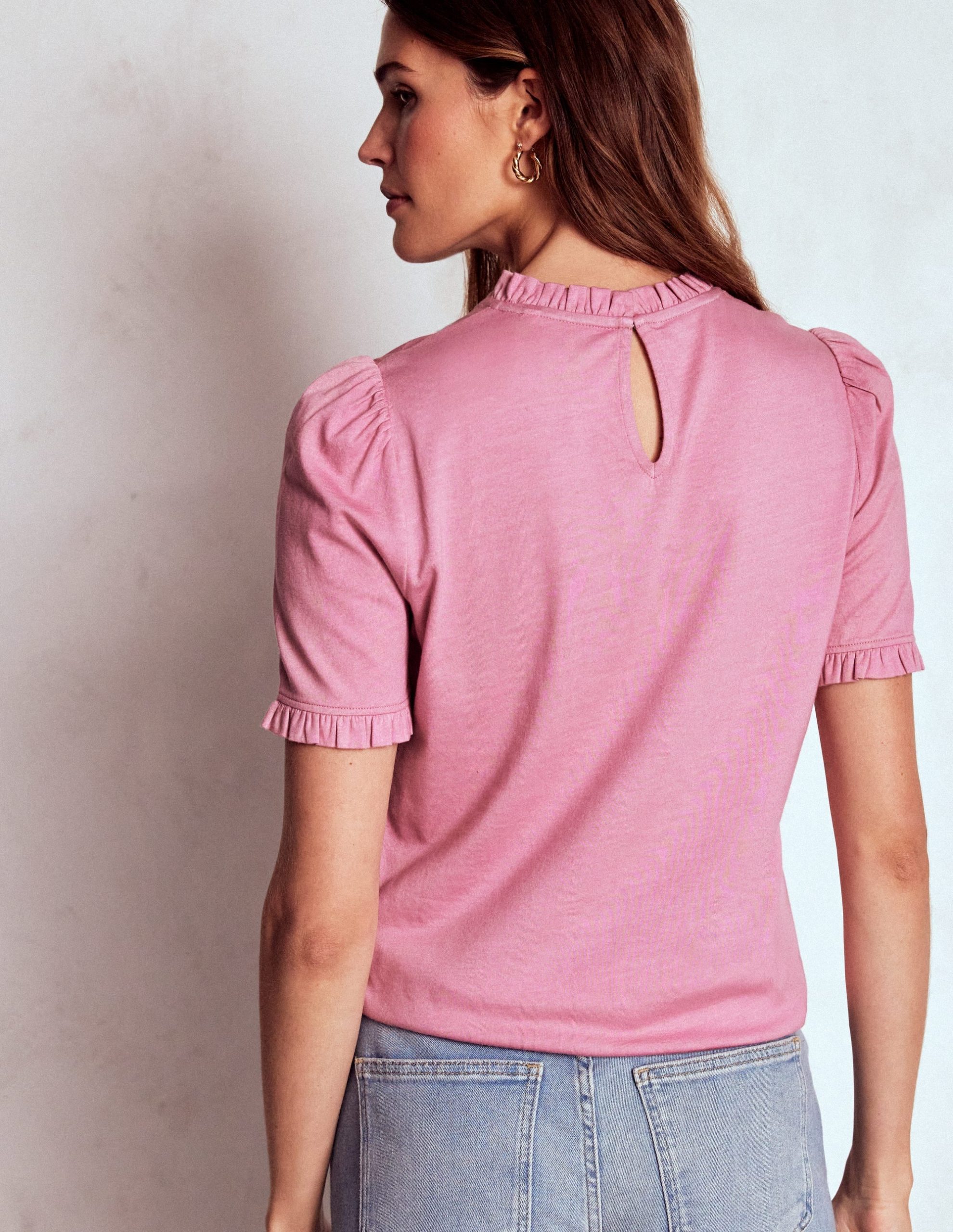 Supersoft Frill Detail T-shirt-Formica Pink - Image 3