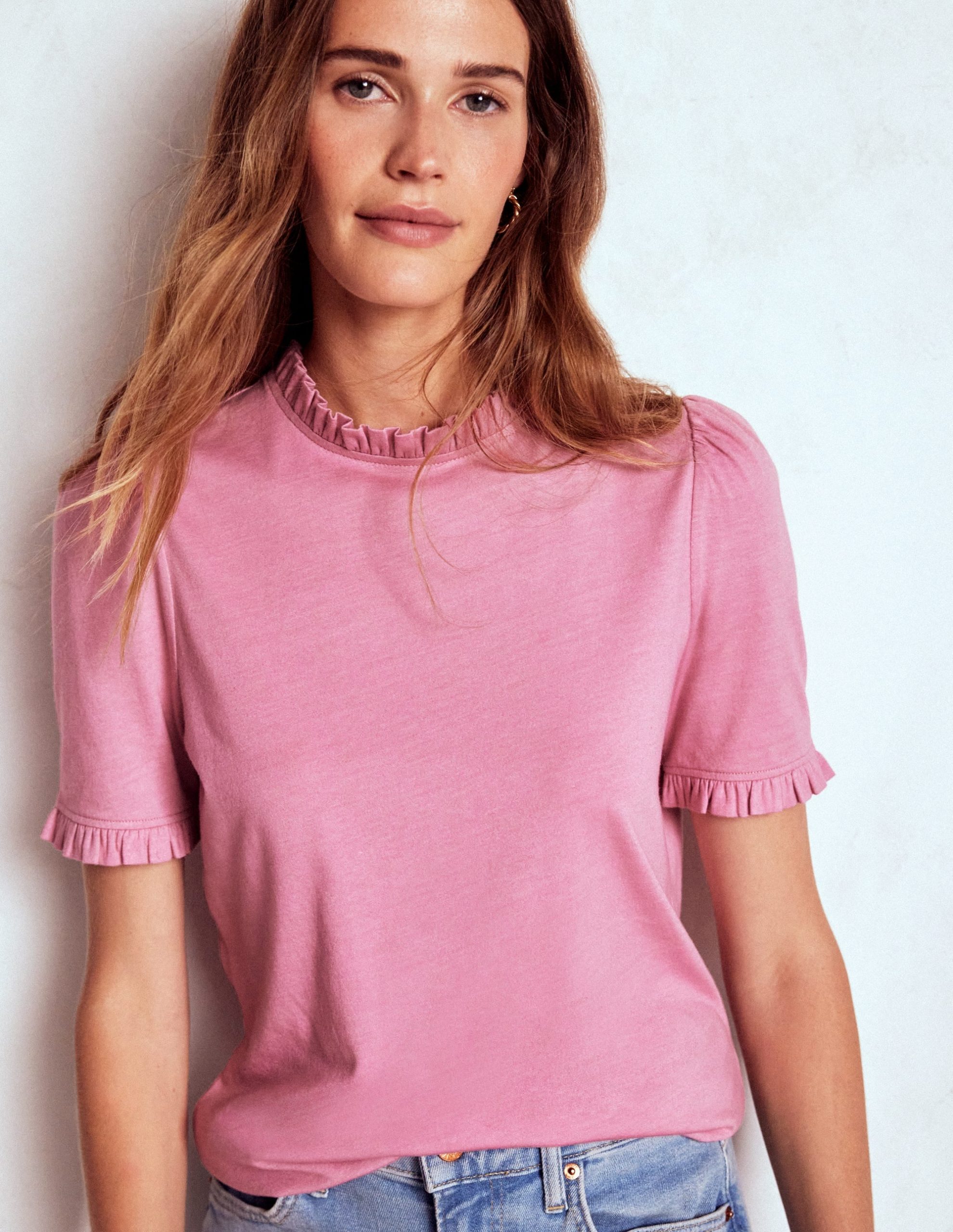 Supersoft Frill Detail T-shirt-Formica Pink - Image 4
