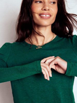 Cotton Crew Long Sleeve Top-Drake Green