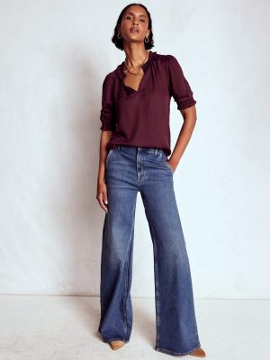 Ria Short Sleeve Top-Dark Cherry