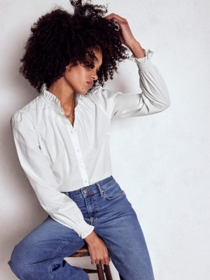 Lorna Pleated Cotton Top-White