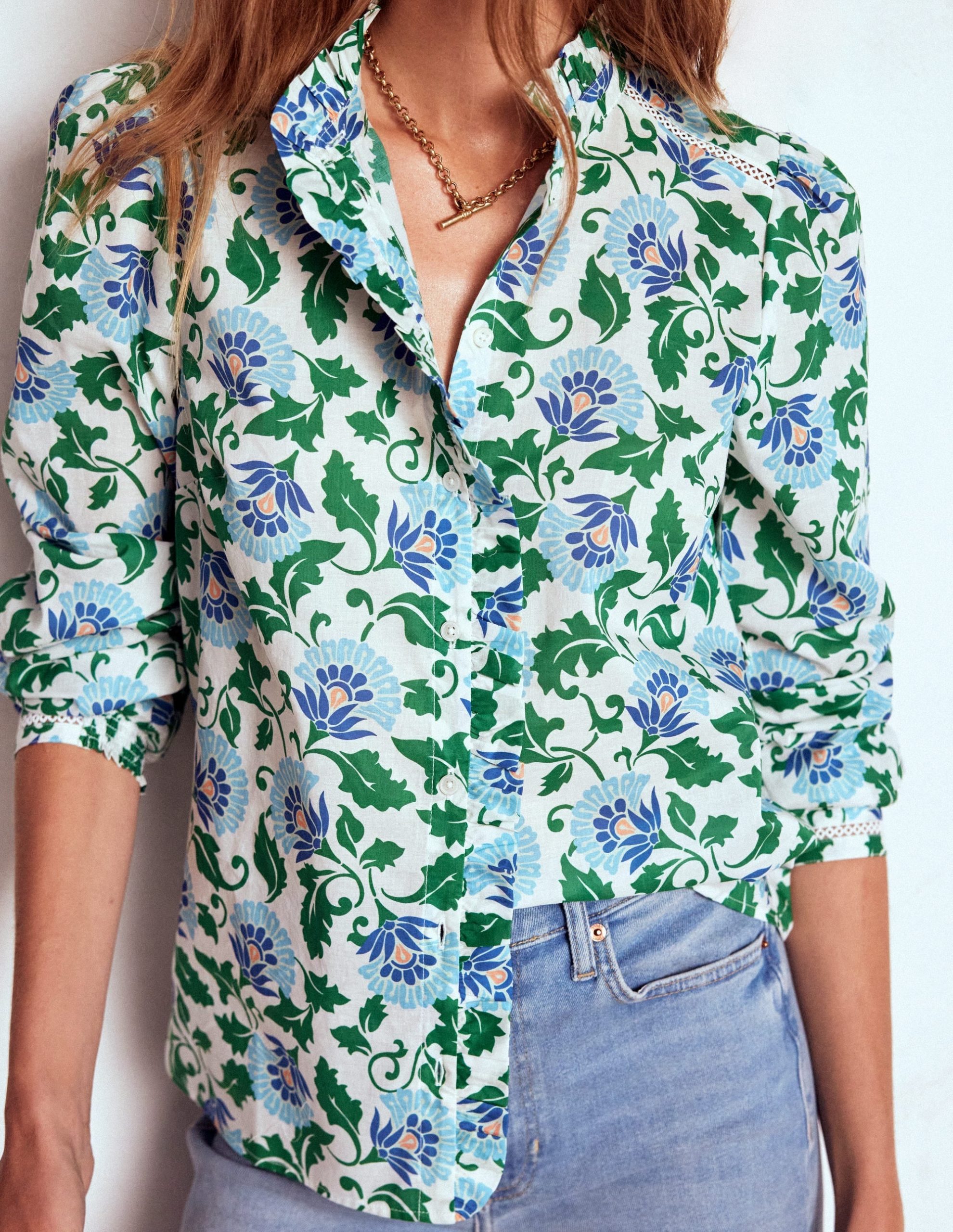 Helena Cotton Top-Rich Emerald. Ornate Vine - Image 2