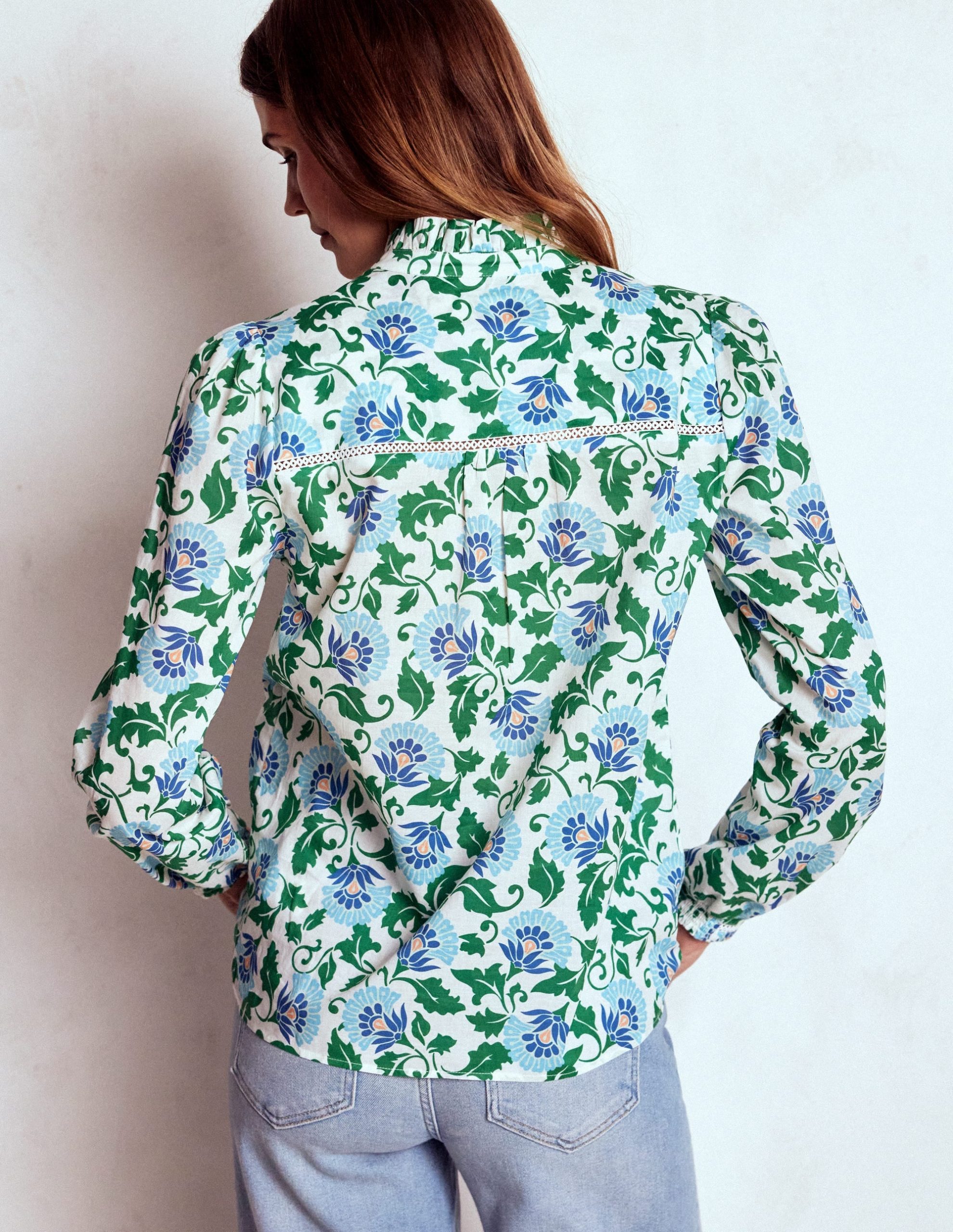 Helena Cotton Top-Rich Emerald. Ornate Vine - Image 3