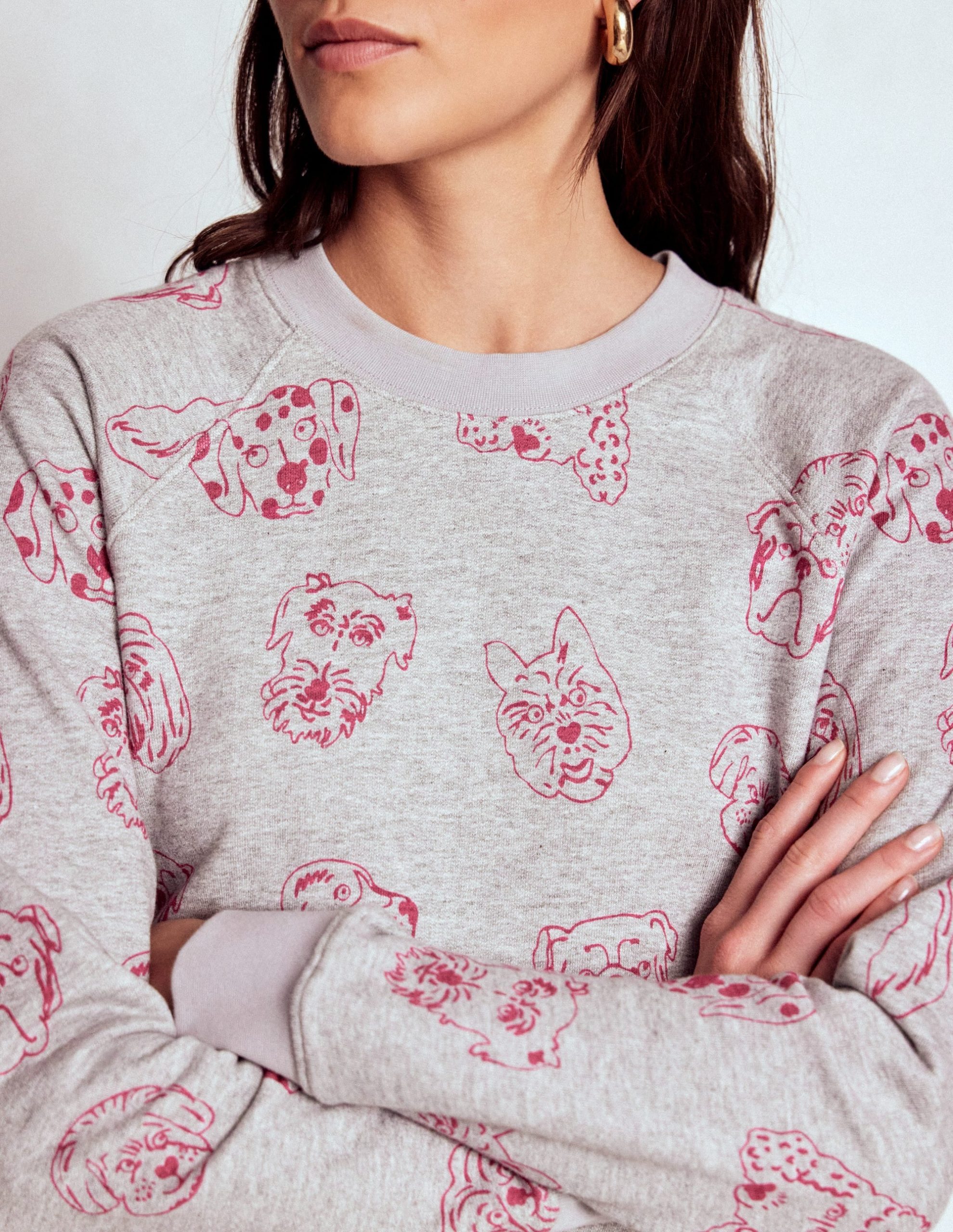 Rosa Printed Sweatshirt-Grey and Pink Yarrow. Dogs - Image 2