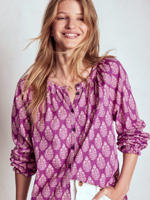 Isla Long Sleeve Jersey Shirt-Purple. Wildflower Bouquet